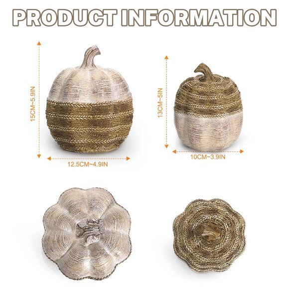 2pcs Resin Pumpkin Decorations - Picture 2 of 4